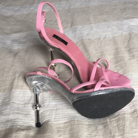 Pink clear heeled stilettos - Picture 1 of 4
